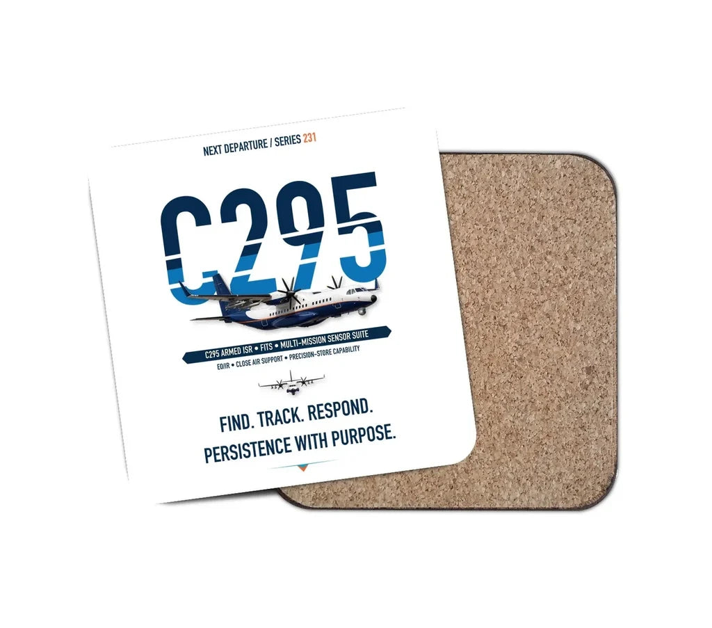 Airbus C295 Armed ISR design on white 1 piece coaster