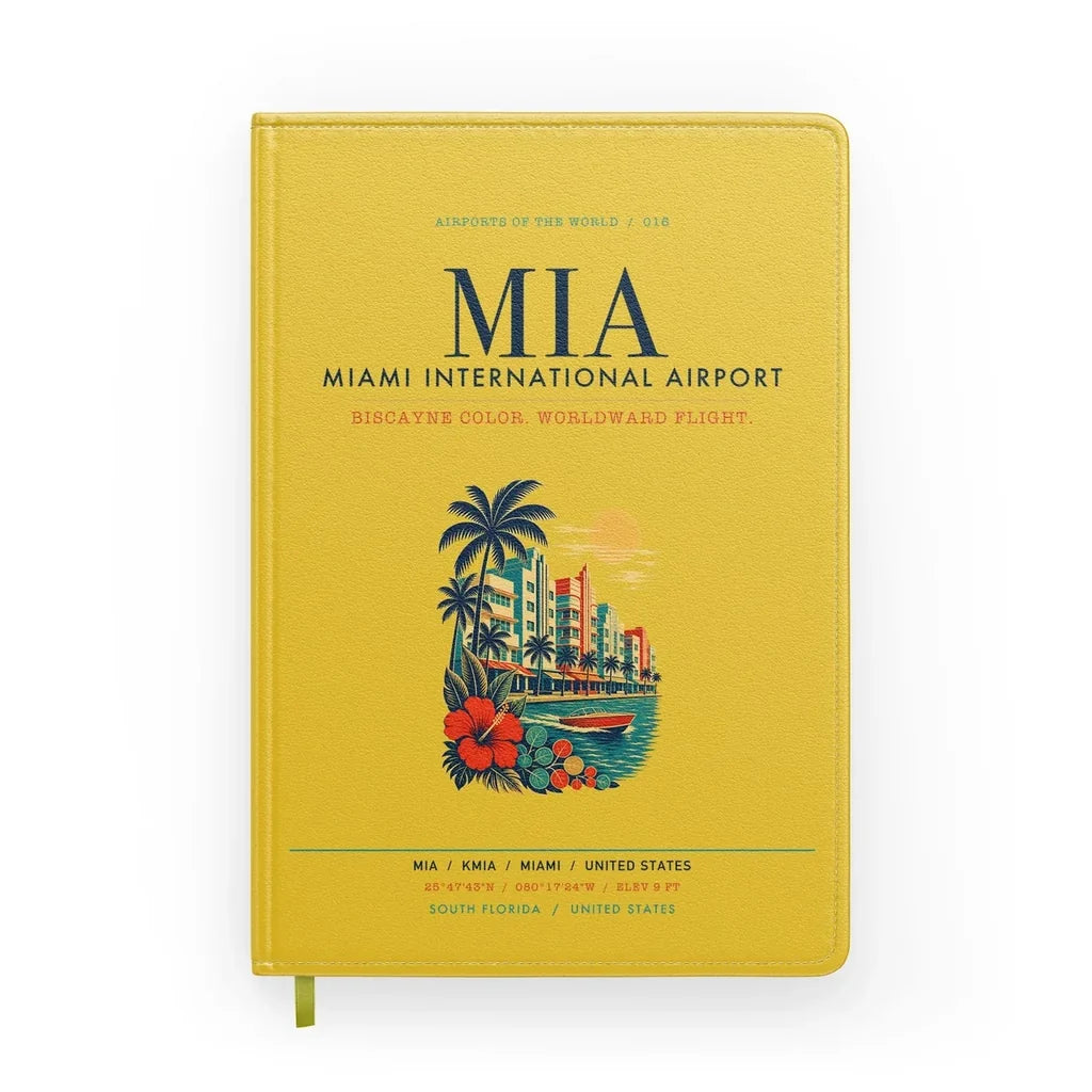 Miami International Airport (MIA) design on yellow notebook