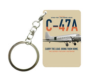 Thumbnail for C-47A Skytrain design on beige designed key chain, double-side print