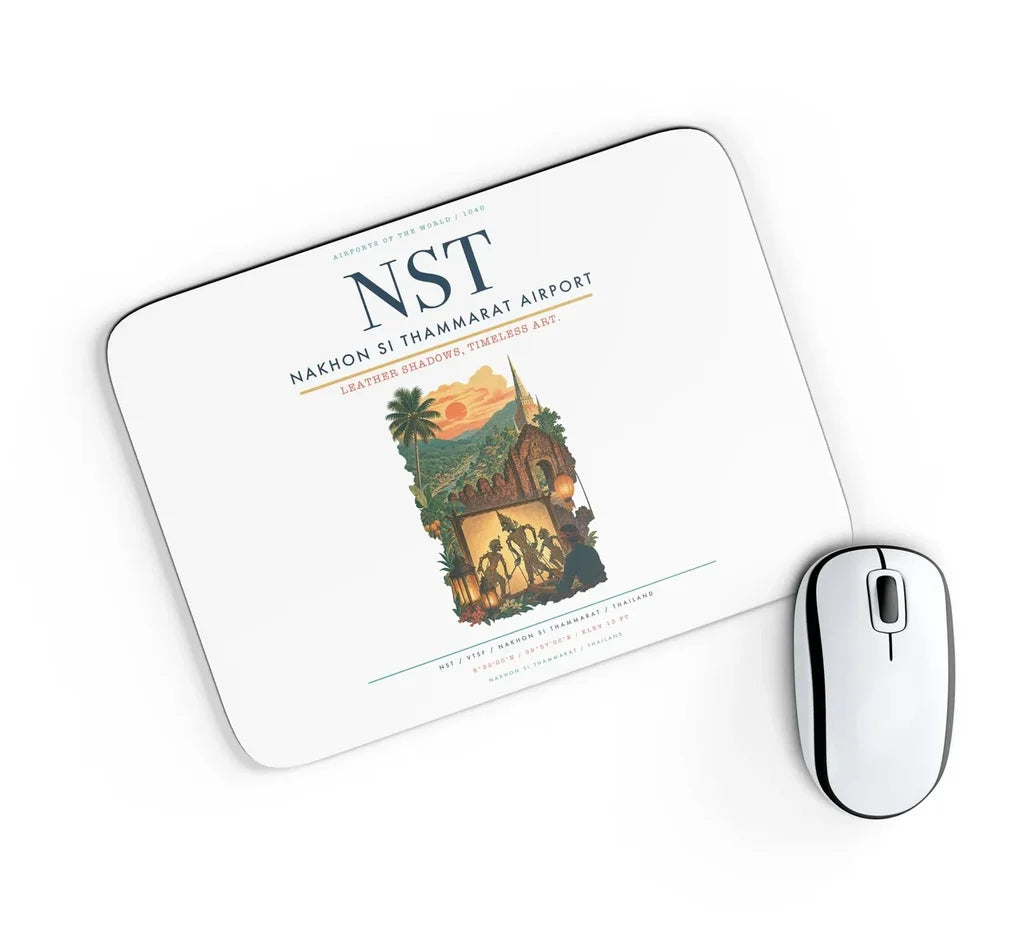 Nakhon Si Thammarat Airport (NST) design on white rectangle mouse pad