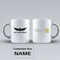 Thumbnail for Pilot & Stripes (3 Lines) Ceramic White aviation design on ceramic mug, premium ceramic with glazed finish.