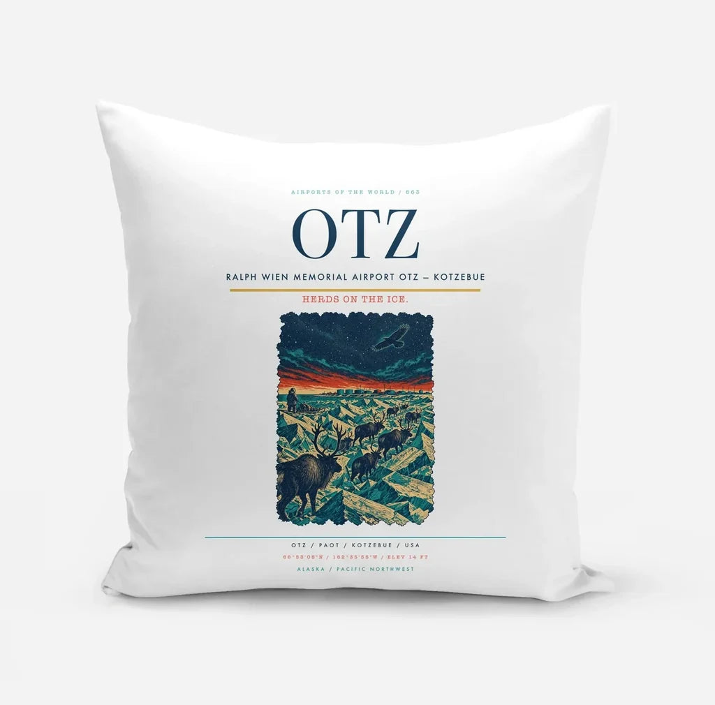 Ralph Wien Memorial Airport (OTZ) design on white pillow