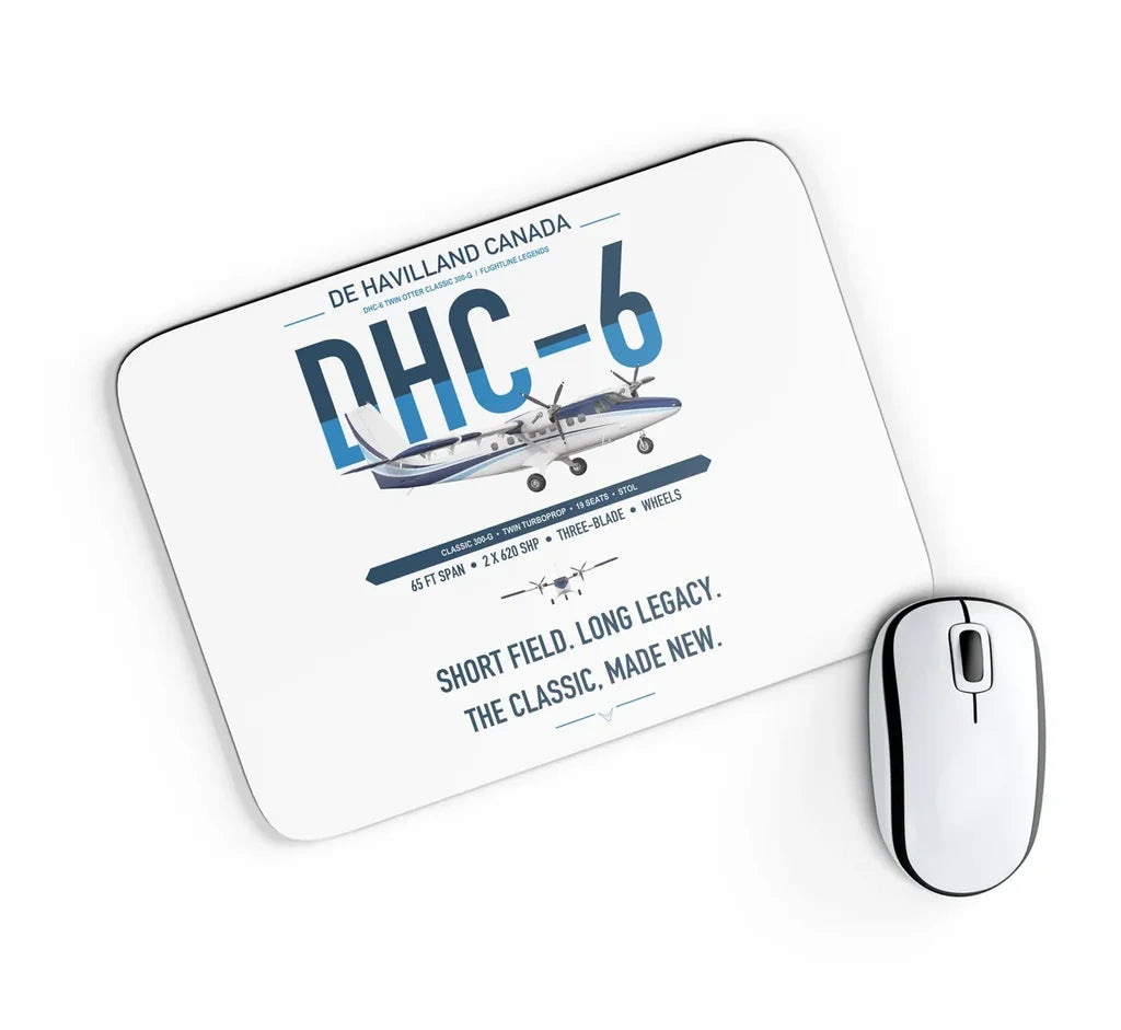 DHC-6 Twin Otter Classic 300-G design on white rectangle mouse pad