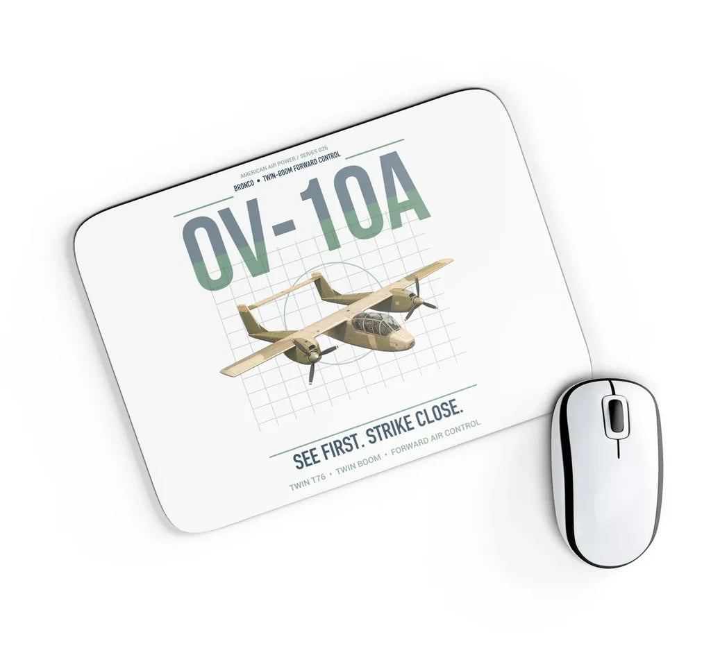 OV-10A Bronco design on white rectangle mouse pad