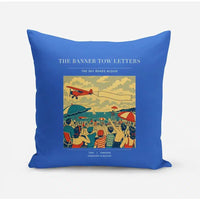 Thumbnail for VINTAGE G4472 - The Banner Tow Letters - Designed Pillows design on blue