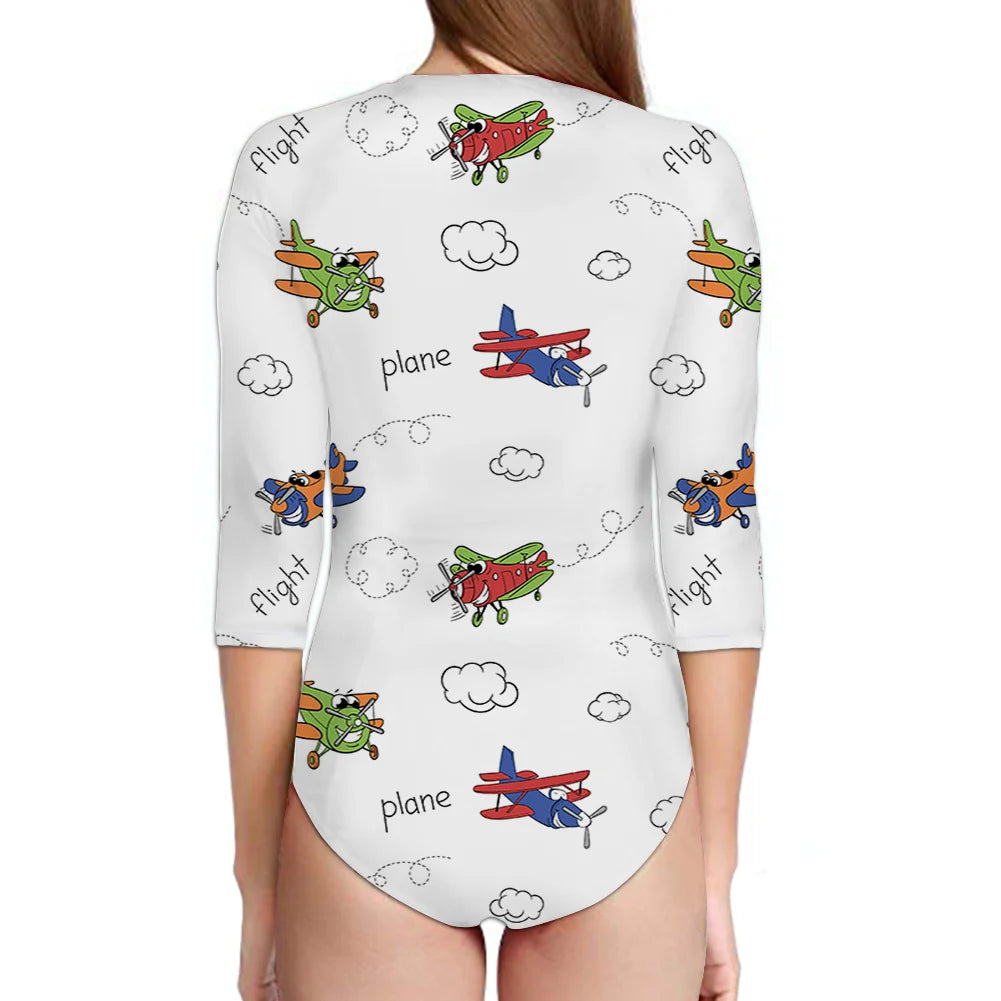 Colorful Cartoon Planes Swimsuit - view 2