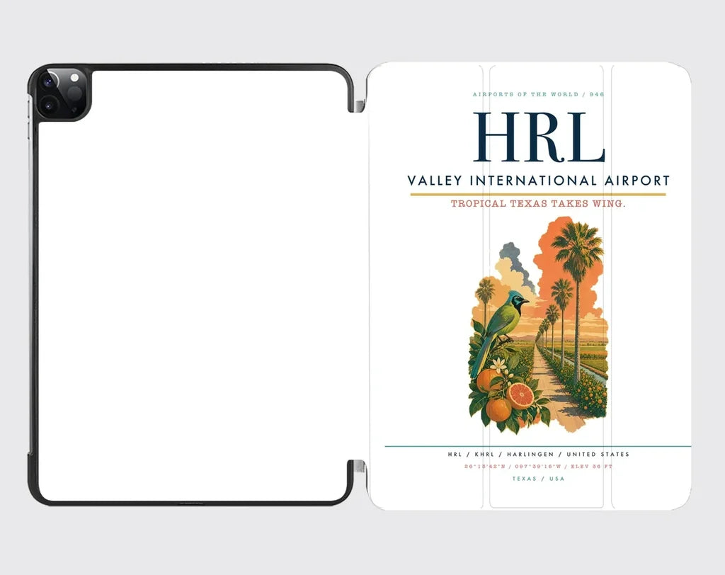 Valley International Airport (HRL) design on white ipad tablet case