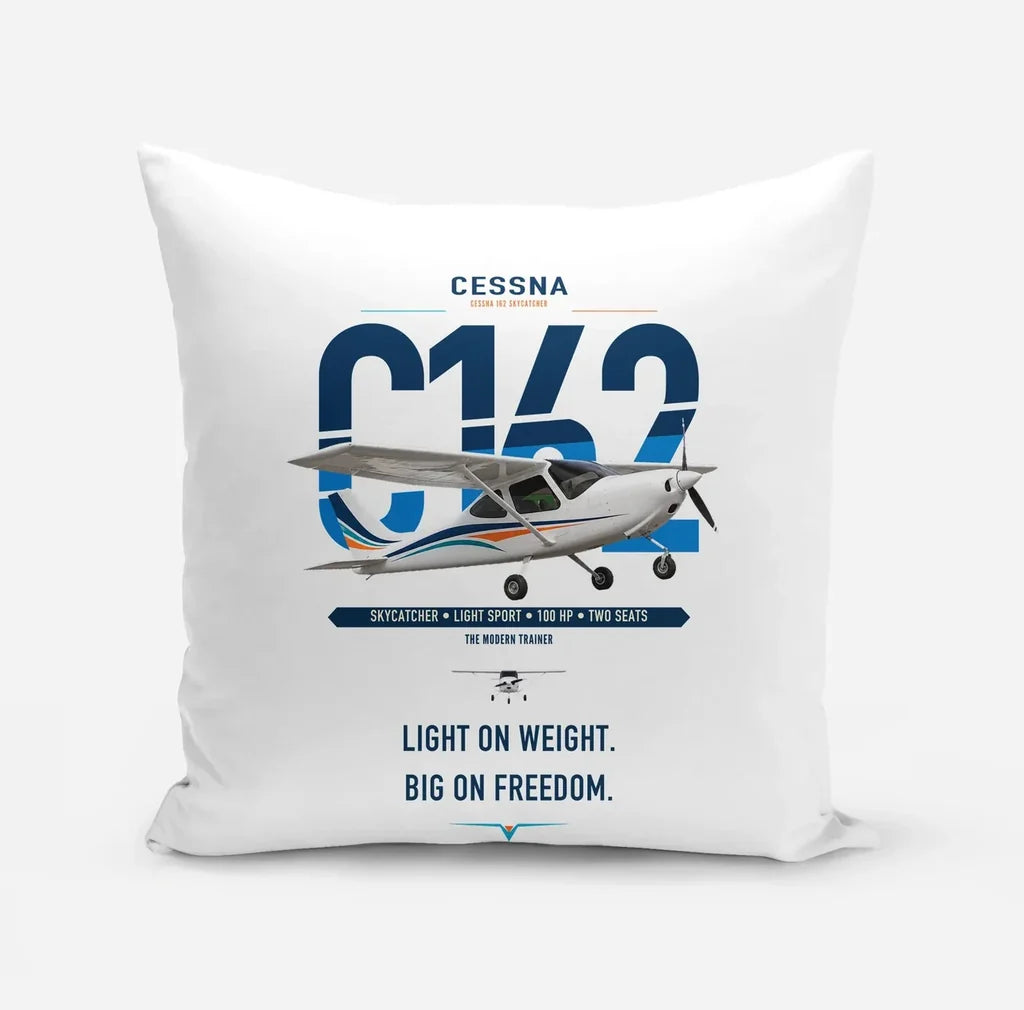 Cessna 162 Skycatcher design on white pillow