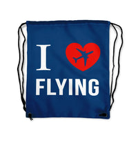 Thumbnail for I Love Flying Drawstring Bag - view 2