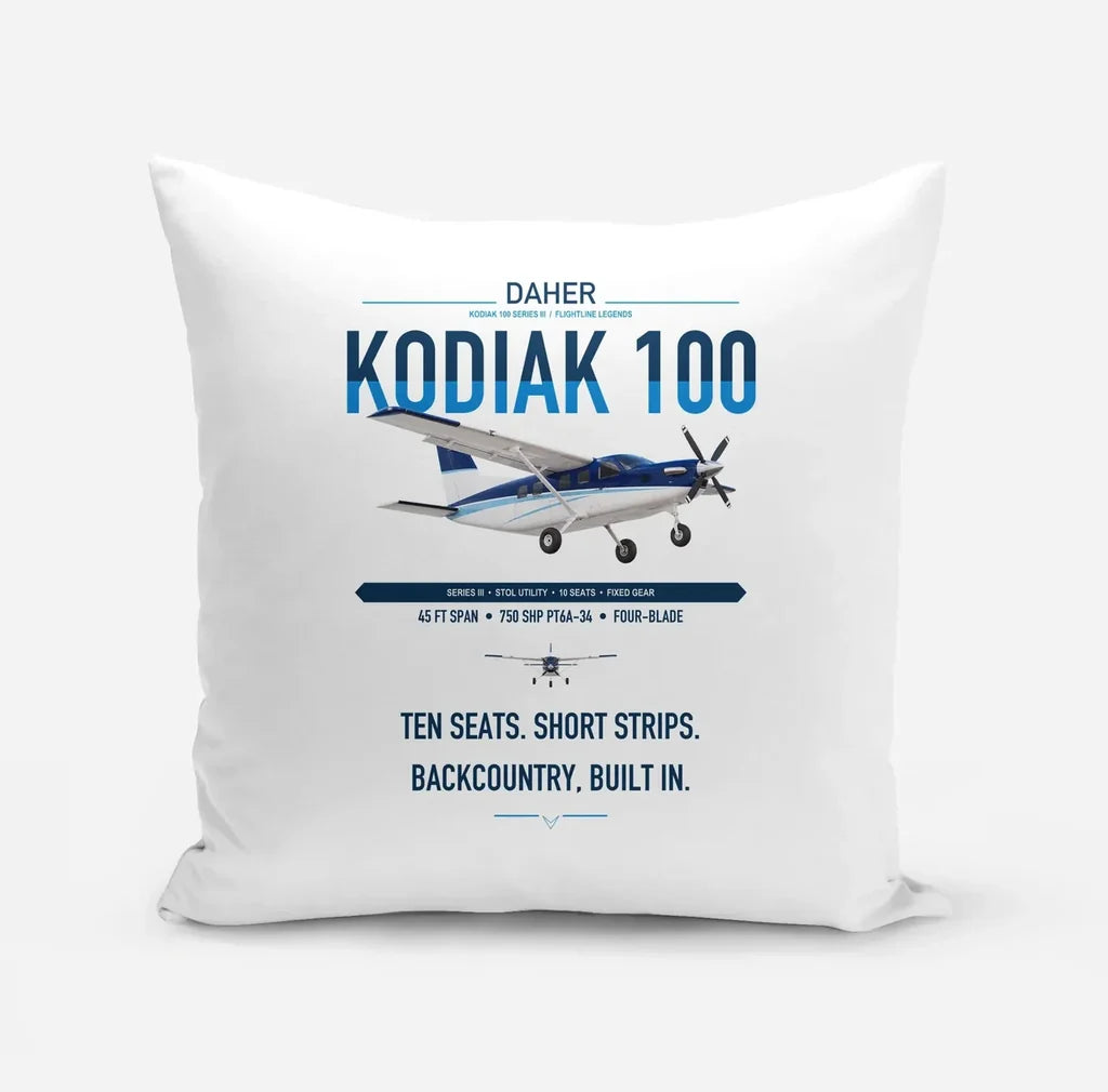 Daher Kodiak 100 Series III design on white pillow
