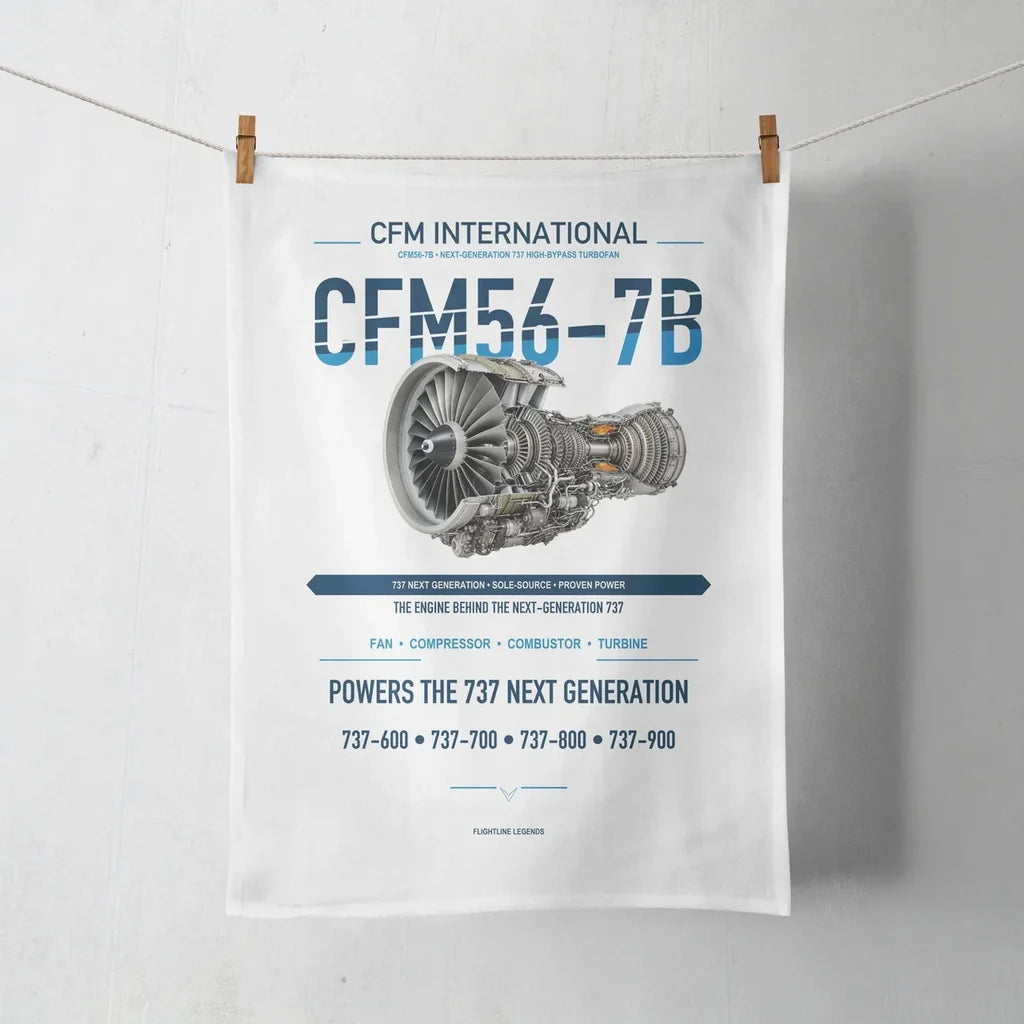 CFM56-7B design on white towel