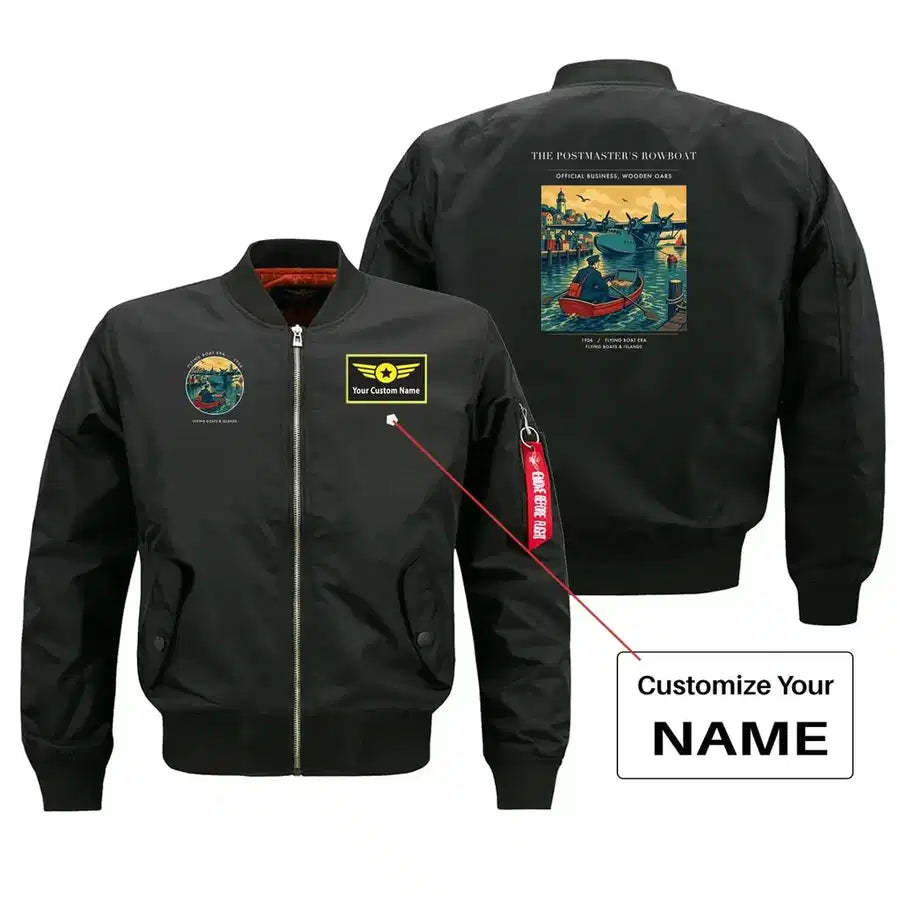 VINTAGE G4278 - The Postmaster's Rowboat - Bomber Jacket design on black+name