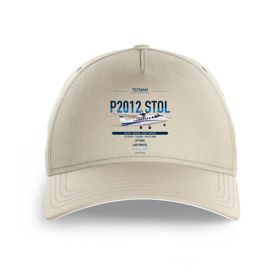 Tecnam P2012 STOL design on beige printed hat