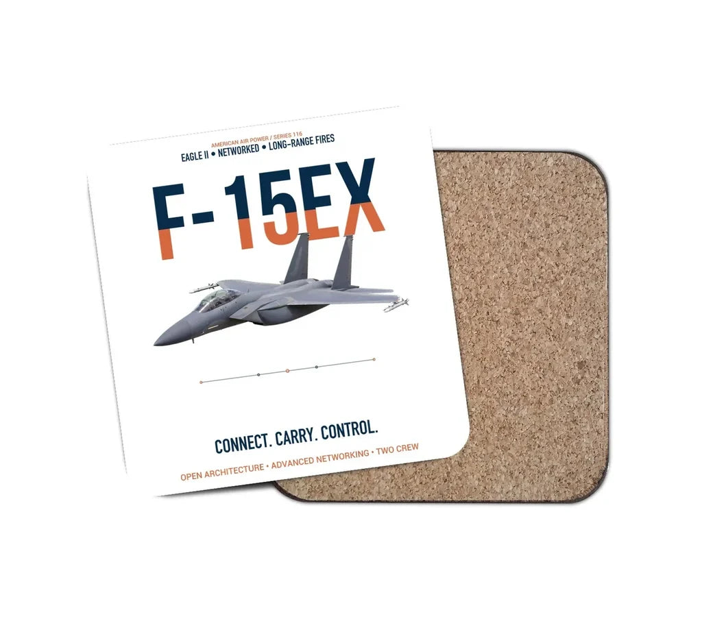 F-15EX Eagle II Connect Carry Control design on white 1 piece coaster