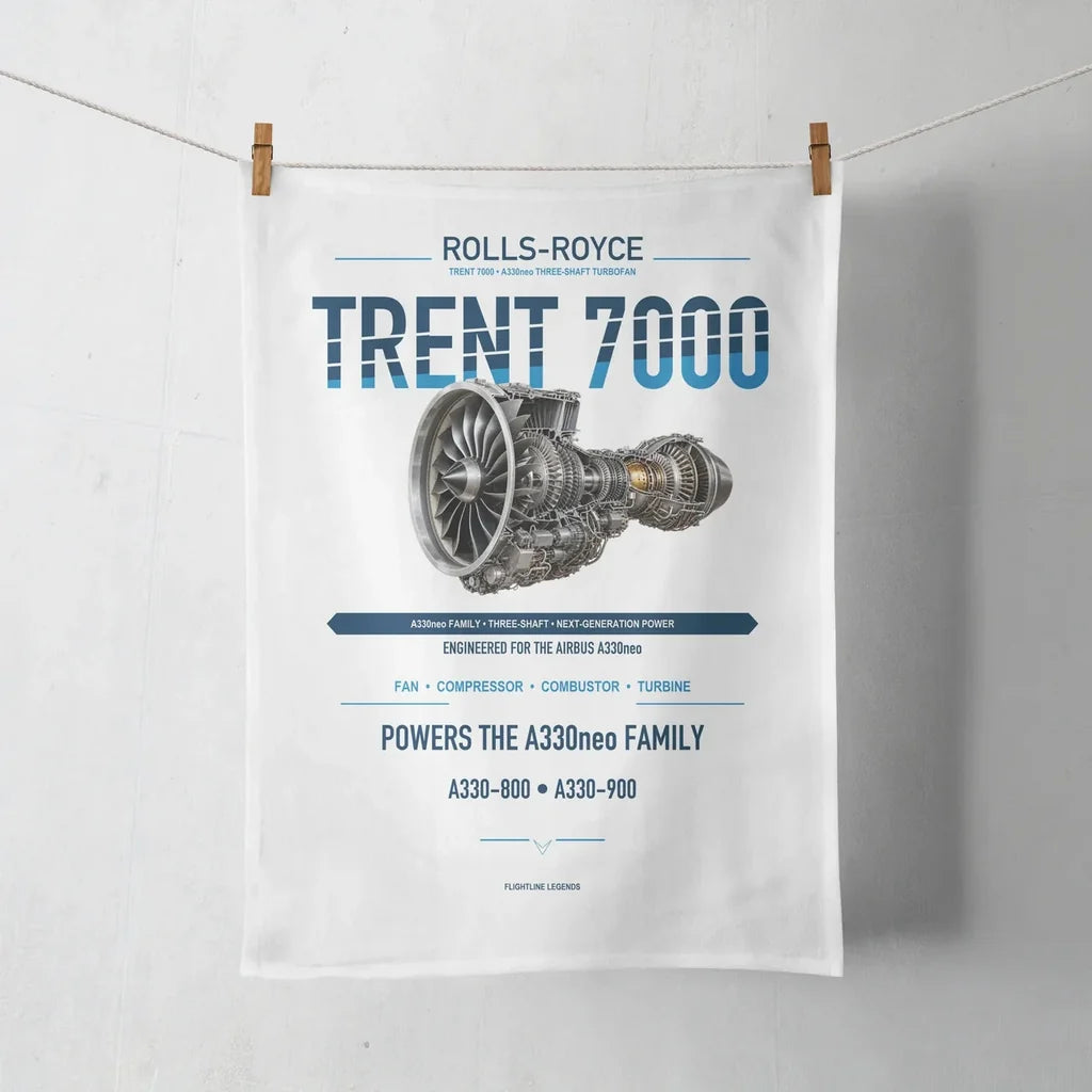 TRENT 7000 design on white towel