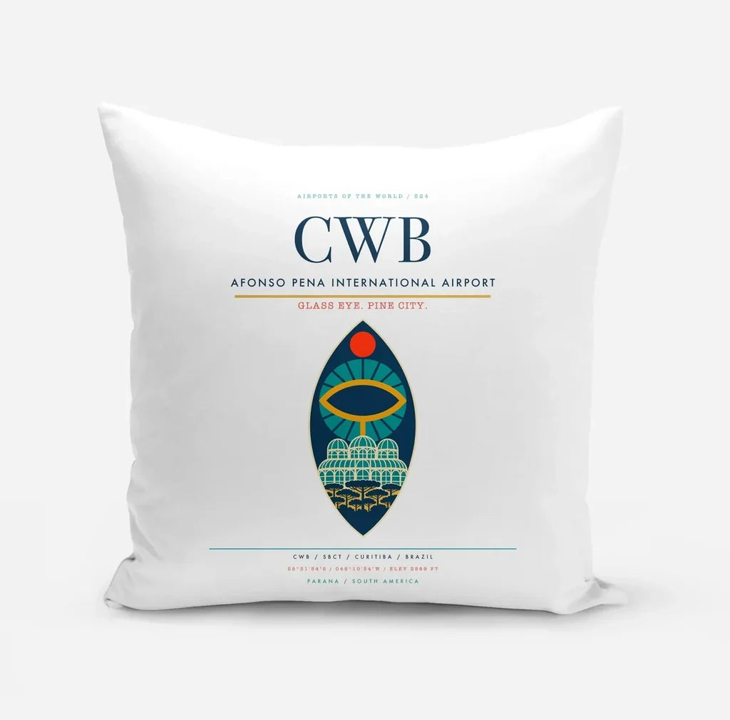 Afonso Pena International Airport (CWB) design on white pillow