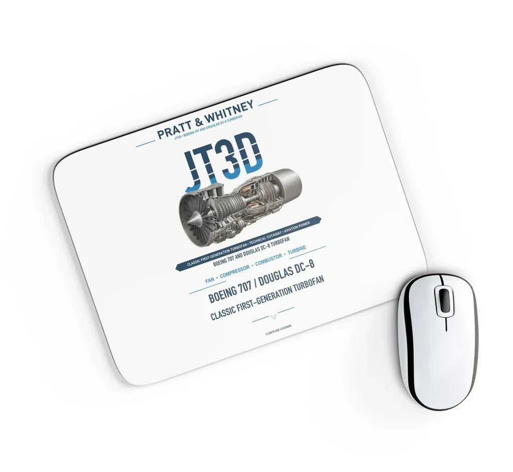 JT3D design on white rectangle mouse pad
