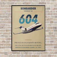 Thumbnail for Bombardier Challenger 604 vertical canvas print - framed - beige background