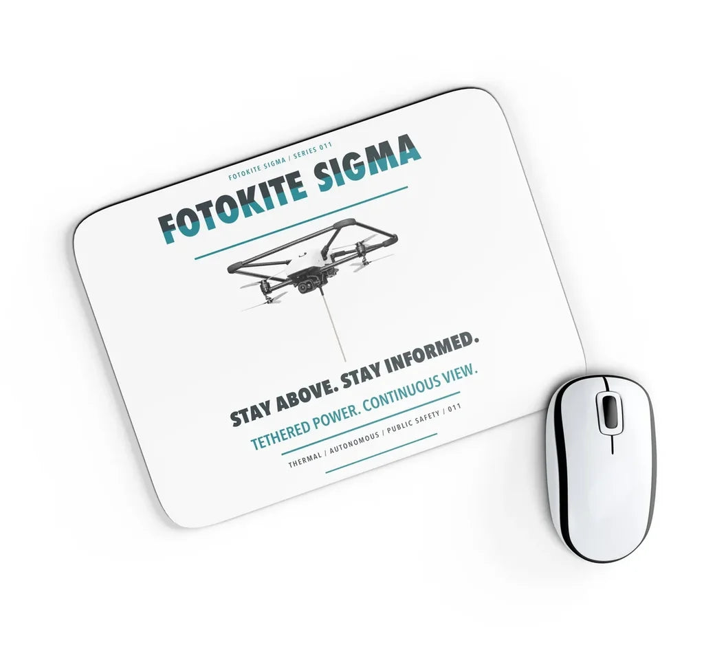 Fotokite Sigma design on white rectangle mouse pad
