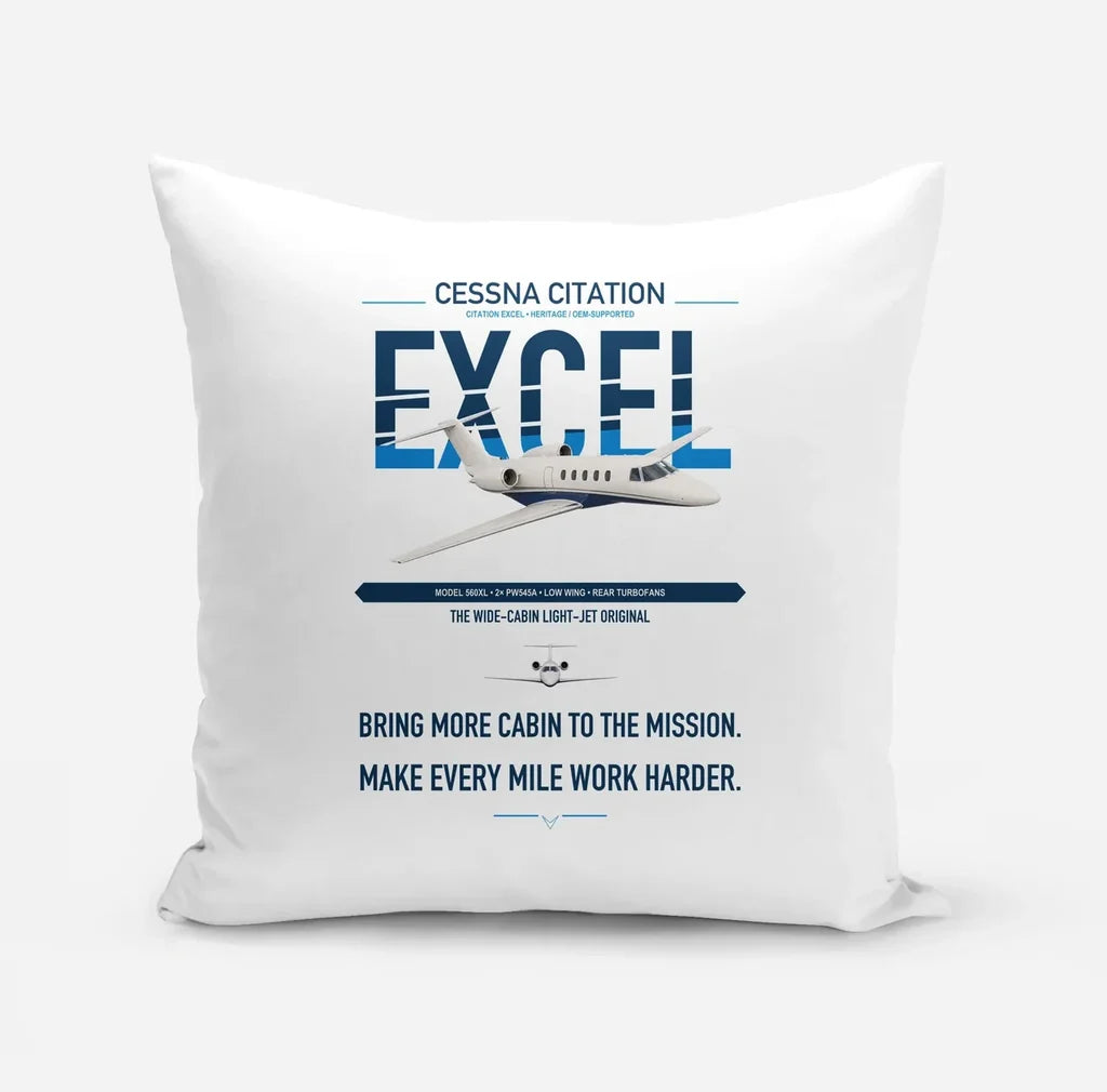 Cessna Citation Excel design on white pillow
