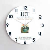 Thumbnail for Wichita Dwight D. Eisenhower National Airport (ICT) design on white no frame wall clock