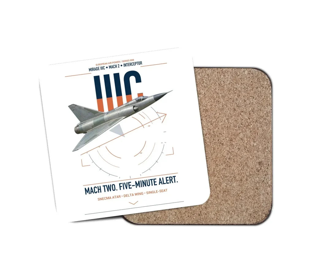 Dassault Mirage IIIC design on white 1 piece coaster