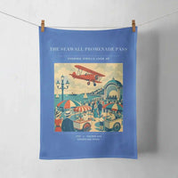 Thumbnail for VINTAGE G4476 - The Seawall Promenade Pass - Designed Towels design on blue