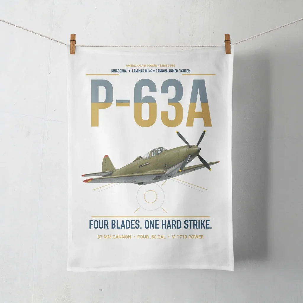 P-63A Kingcobra design on white towel