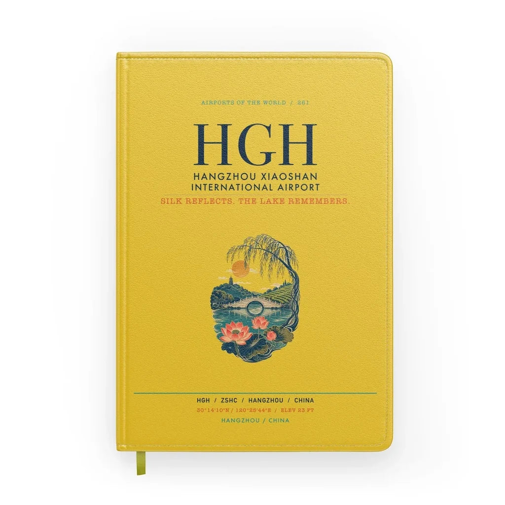 Hangzhou Xiaoshan International Airport (HGH) design on yellow notebook