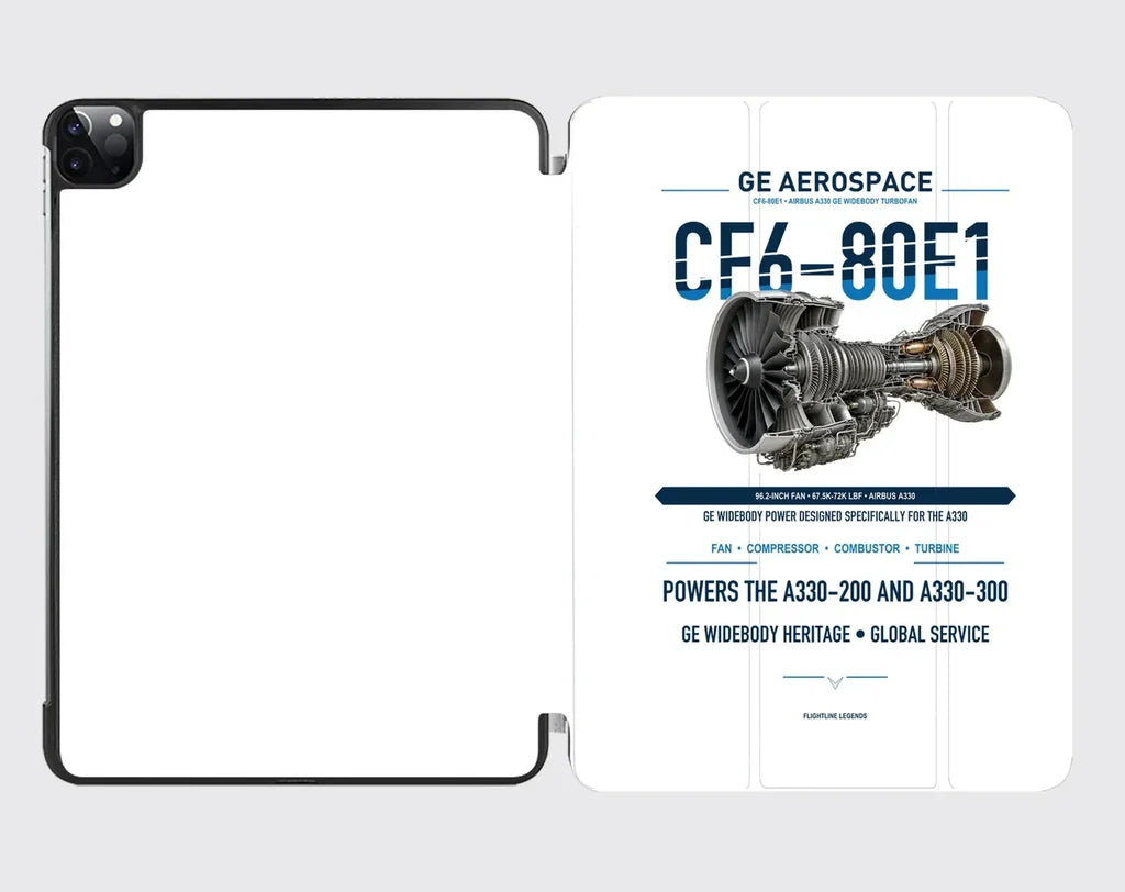 CF6-80E1 design on white ipad tablet case