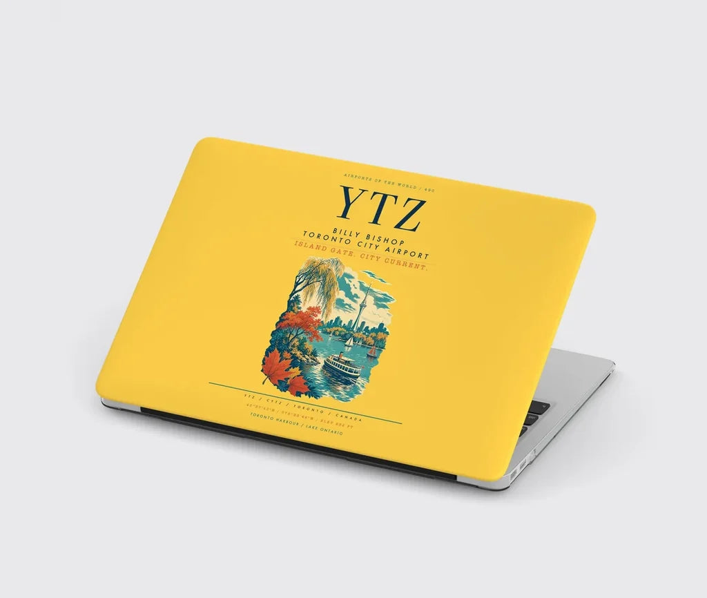 Billy Bishop Toronto City Airport (YTZ) design on yellow MacBook case