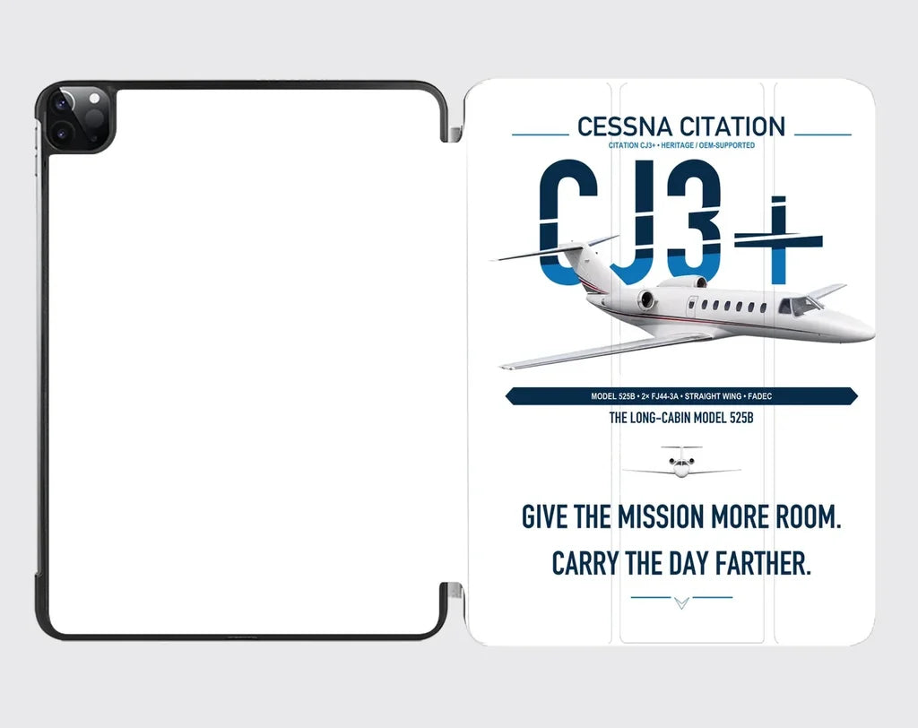 Cessna Citation CJ3+ design on white ipad tablet case