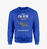 Thumbnail for Sikorsky CH-53E Super Stallion design on blue sweatshirt