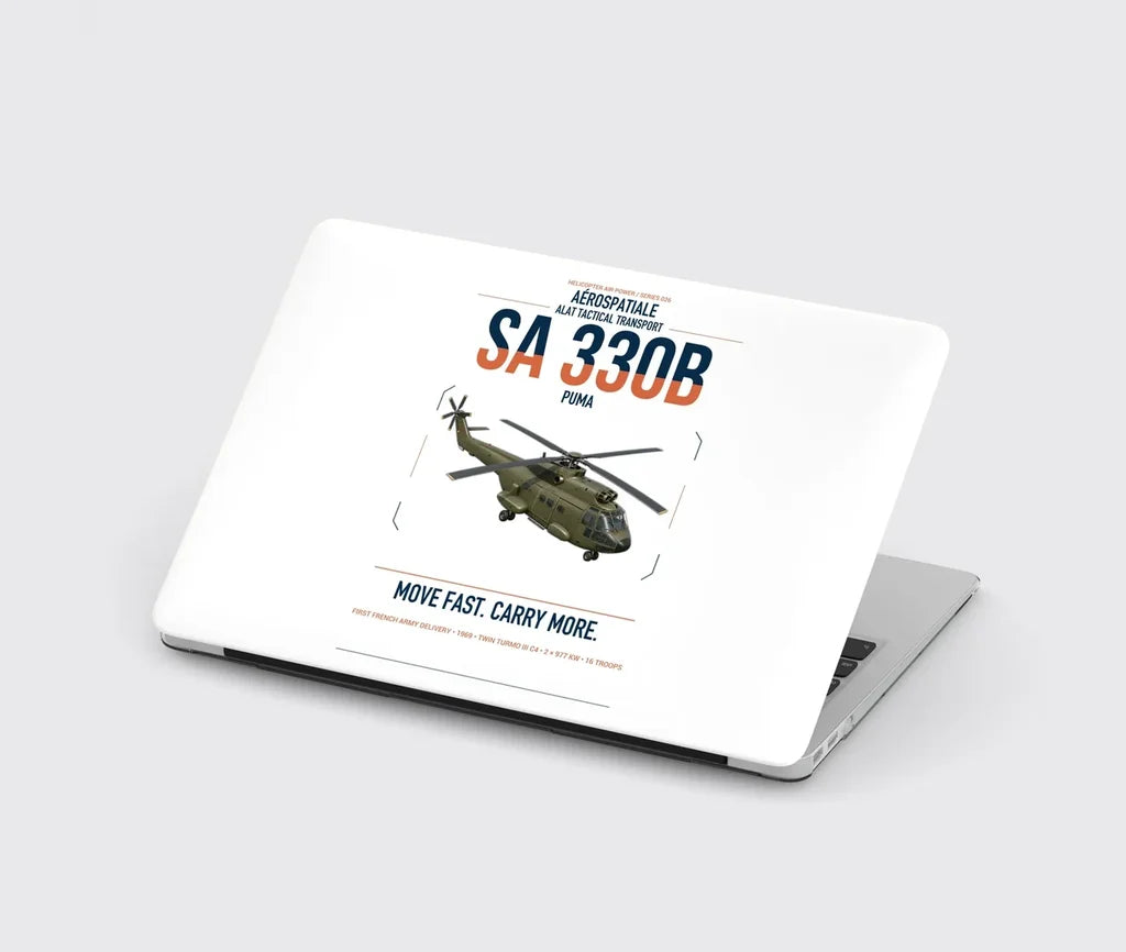 Aérospatiale SA 330B Puma design on white MacBook case