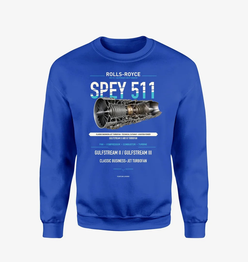 SPEY 511 design on blue sweatshirt