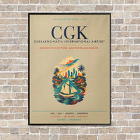 Thumbnail for Jakarta Soekarno-Hatta International Airport CGK vertical canvas print - framed - beige background
