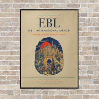 Thumbnail for Erbil International Airport EBL vertical canvas print - framed - beige background
