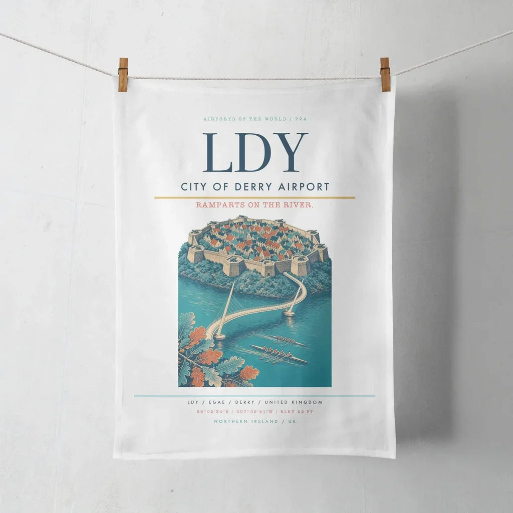 City of Derry Airport (LDY) design on white towel