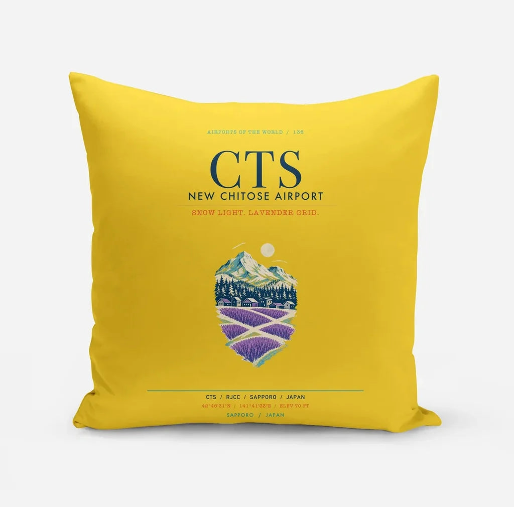 New Chitose Airport Sapporo (CTS) design on yellow pillow