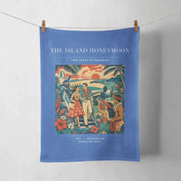 Thumbnail for VINTAGE G4104 - The Island Honeymoon - Designed Towels design on blue