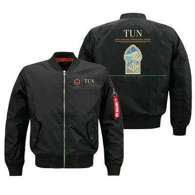 Tunis-Carthage International Airport (TUN) design on black bomber jacket