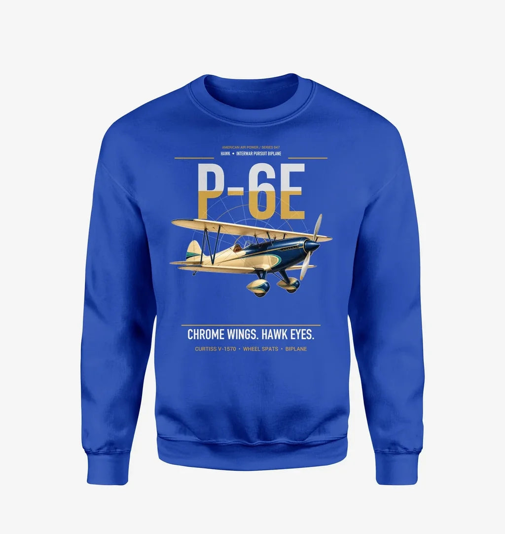 Curtiss P-6E Hawk design on blue sweatshirt