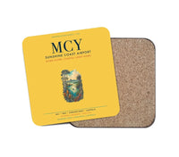 Thumbnail for Sunshine Coast Airport (MCY) design on yellow 1 piece coaster