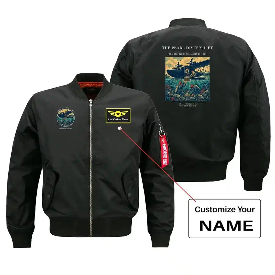 VINTAGE G4271 - The Pearl Diver's Lift - Bomber Jacket design on black+name