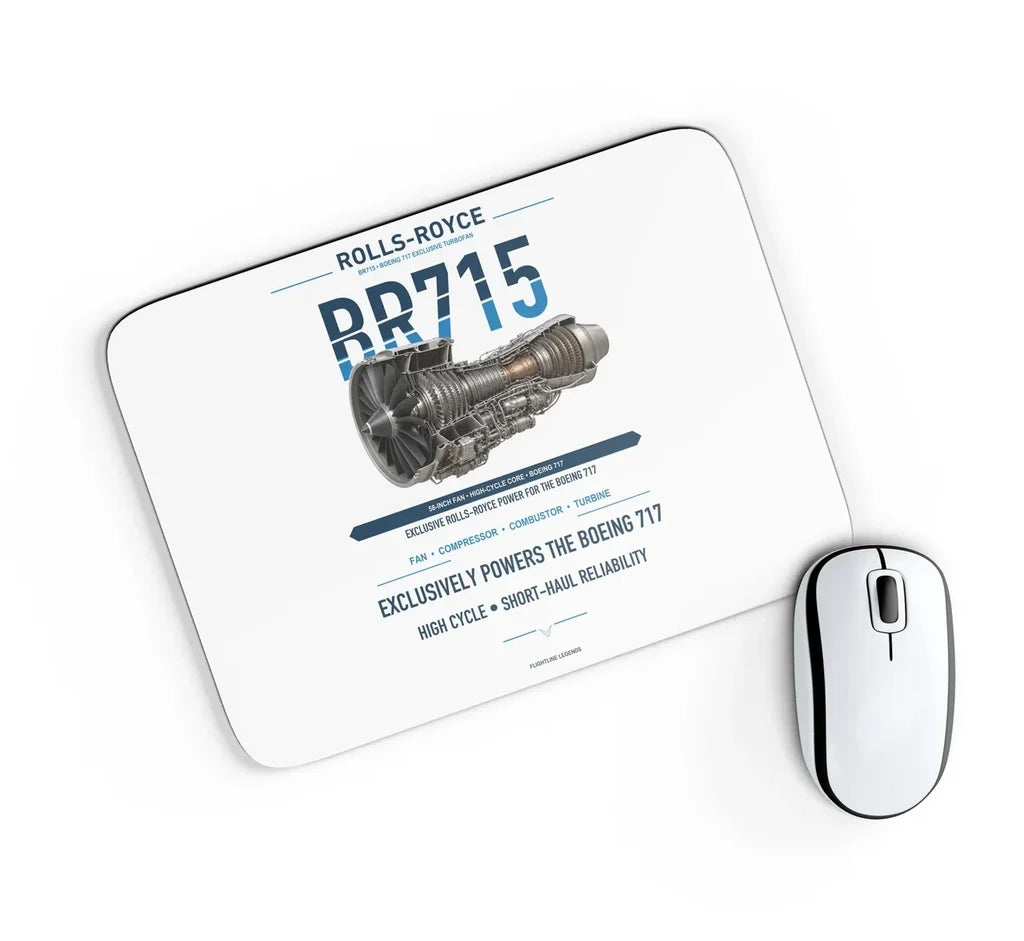 BR715 design on white rectangle mouse pad