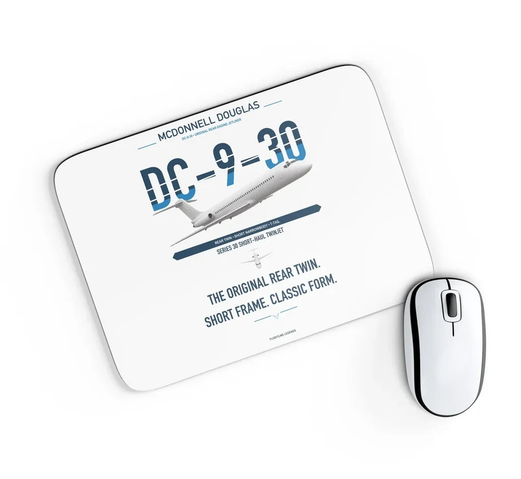 McDonnell Douglas DC-9-30 design on white rectangle mouse pad