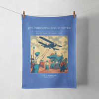 Thumbnail for VINTAGE G4389 - The Threshing Day Flyover - Designed Towels design on blue