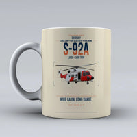 Thumbnail for Sikorsky S-92A design on beige ceramic mug, double-side print