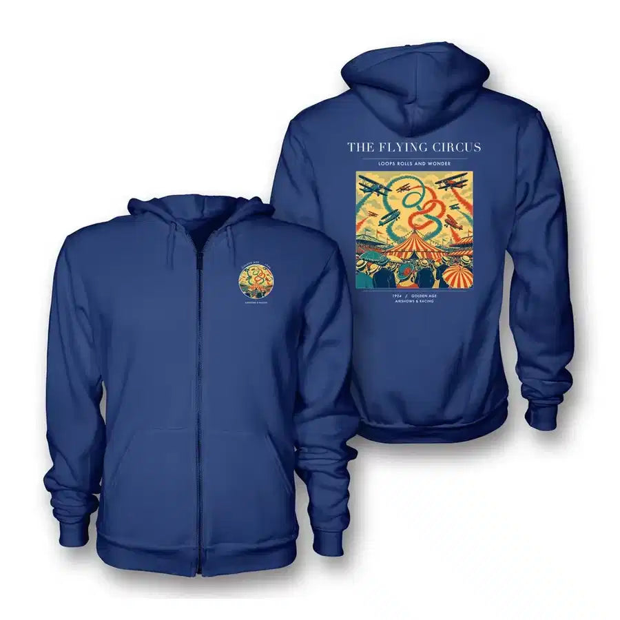 VINTAGE G4026 - The Flying Circus - Premium Zipped Hoodie design on blue
