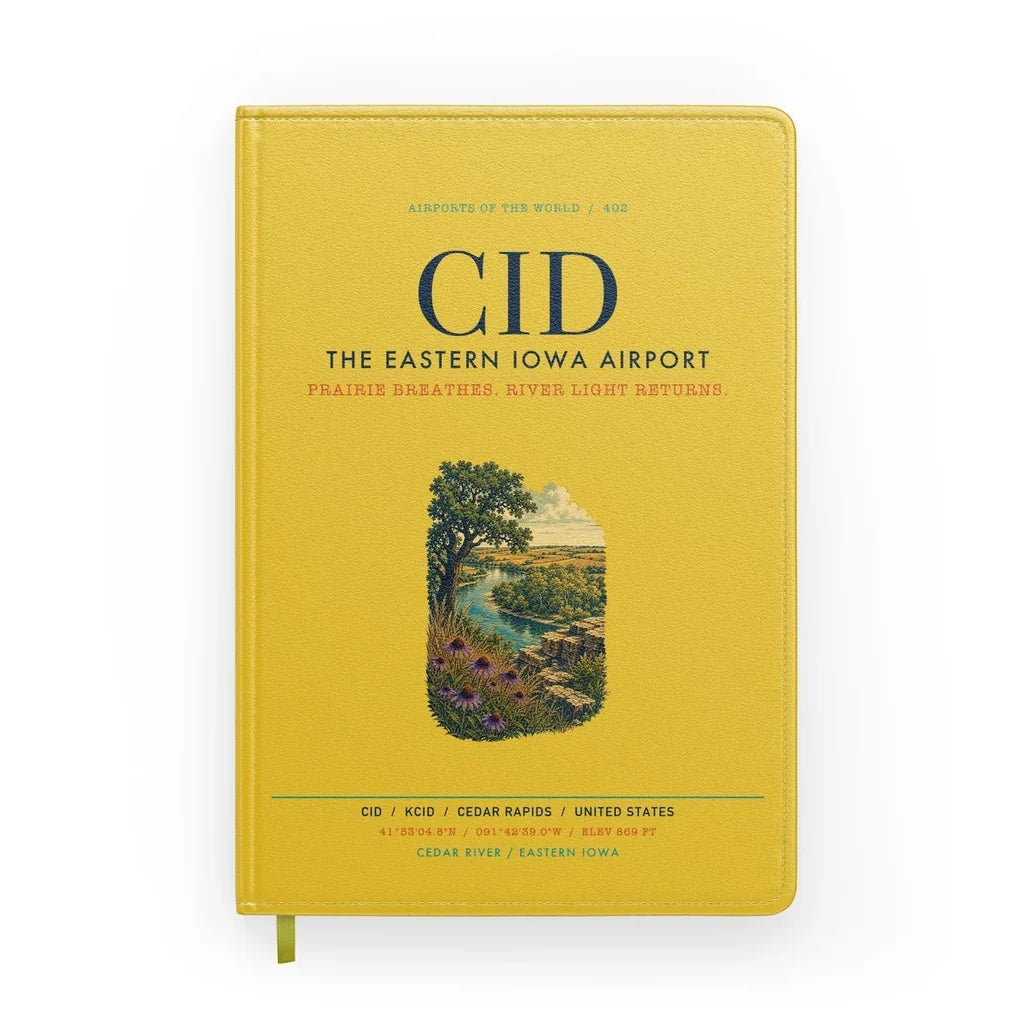 The Eastern Iowa Airport Cedar Rapids (CID) design on yellow notebook